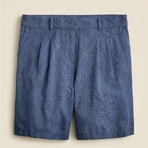 J Crew Pleated Bermuda short in Indigo Pinstripe